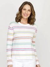 Elliott Lauren 51834 Fruit Stripe Sweater White