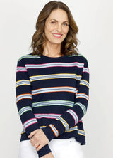 Elliott Lauren 51834 Fruit Stripe Sweater Navy