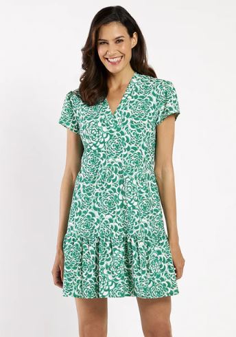 Jude Connally Ginger Dress Jude Cloth Blooms White Jade
