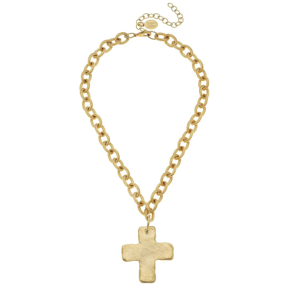 Susan Shaw Solid Cross Necklace Gold