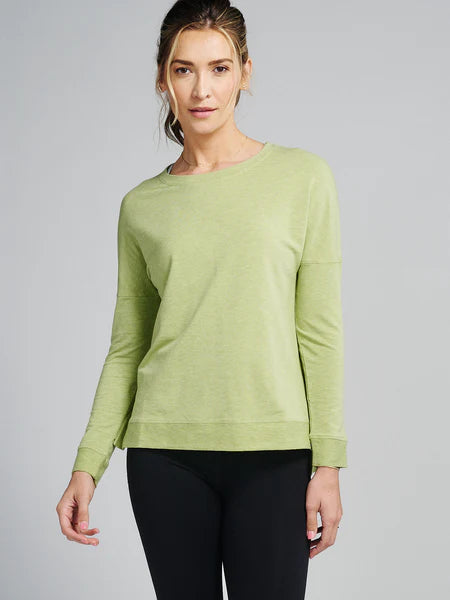 tasc Riverwalk French Terry Casual Sweatshirt Harmony Green Heather