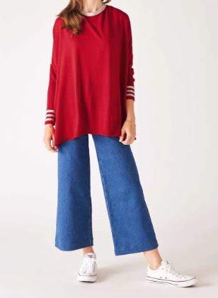 Mersea Catalina Contrast Sweater Holly Red/White