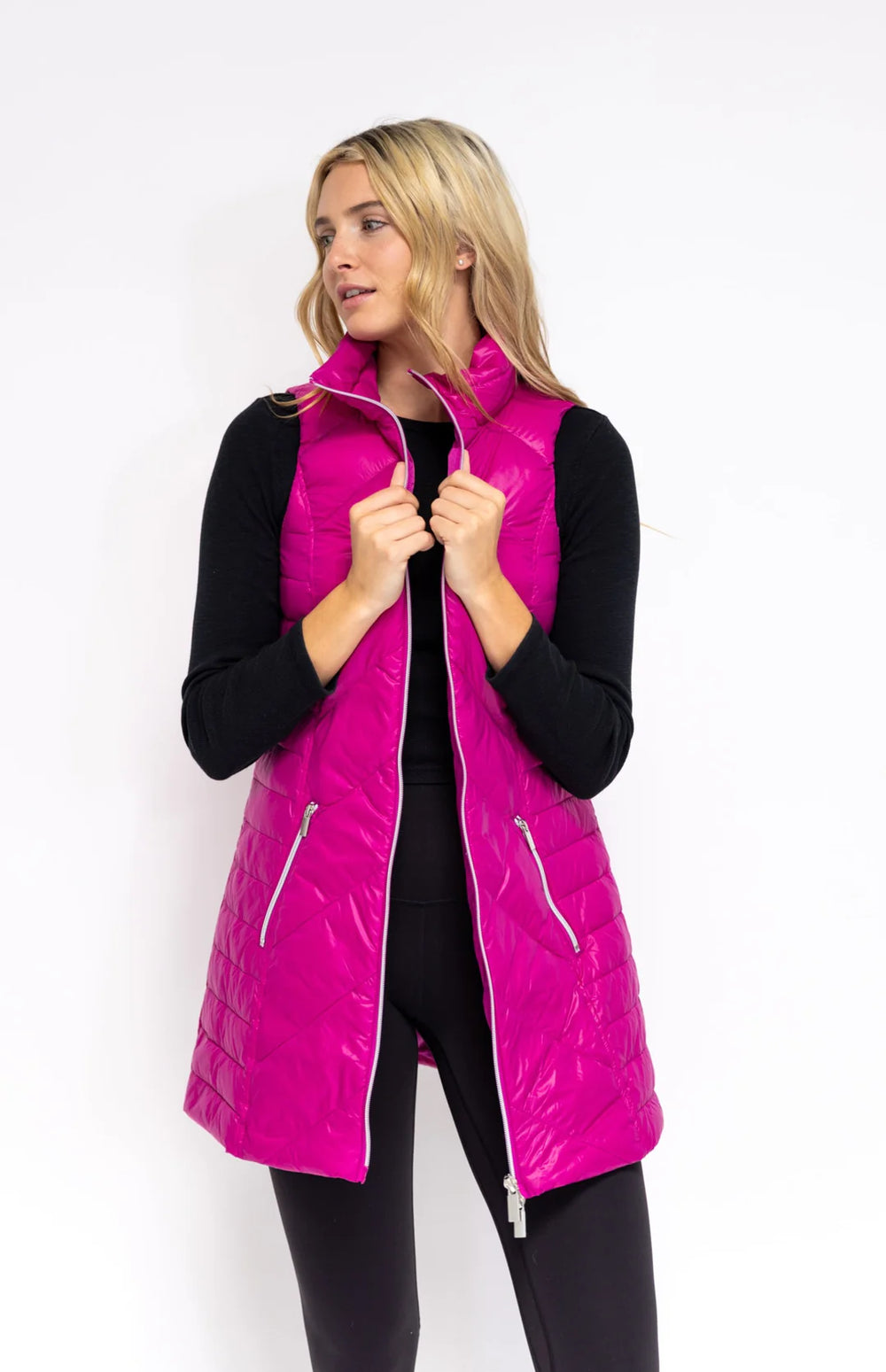 Anorak Chevron Quilted Long Vest Hot Pink – Dan's Southern Prep