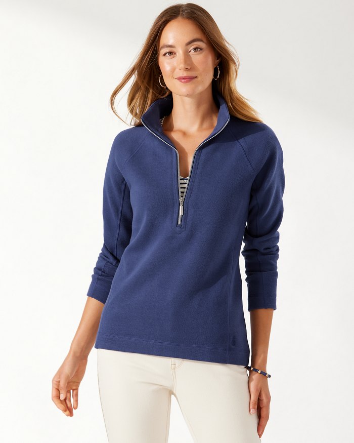 Tommy Bahama The New Aruba Half-Zip Sweatshirt Island Navy