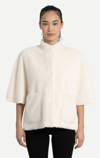 Love Token Violet Faux Fur Topper Ivory