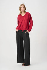 Joseph Ribkoff 264101 Polka Dot Blouse Deep Cherry