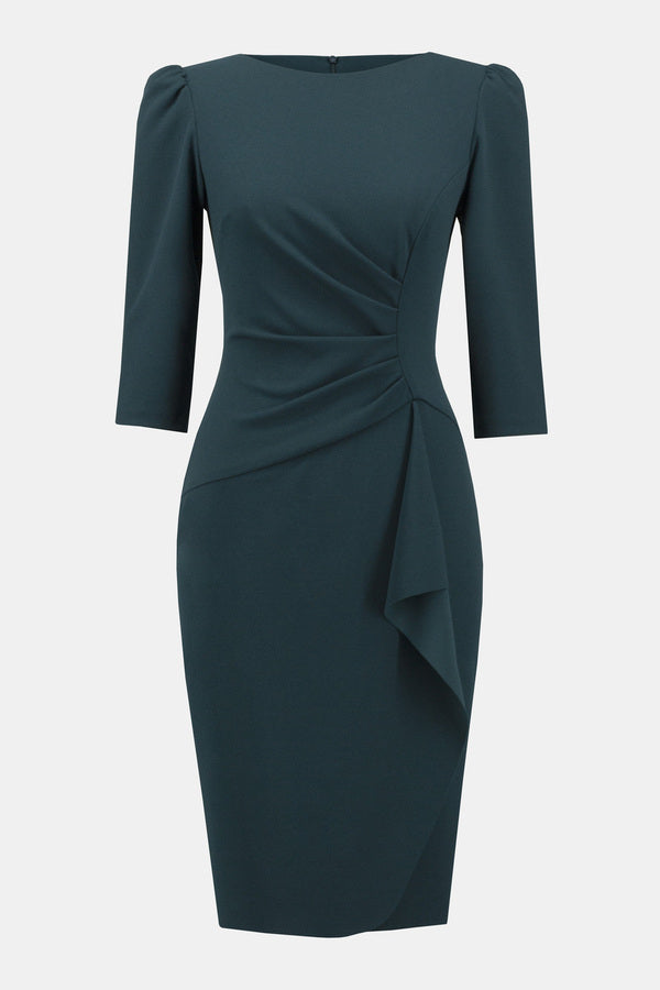 Joseph Ribkoff Black Scuba Crepe Boat Neckline Sheath Dress Style 234290