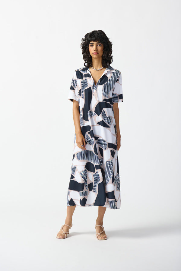 Joseph Ribkoff Printed Maxi Shirt Dress Style 242227 Vanilla Multi
