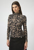 Joseph Ribkoff Animal Print High Neck Pullover Style 254212 Black/Multi