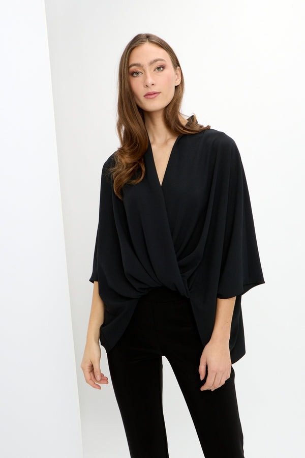 Joseph Ribkoff Oversized Wrap Front Blouse Style 241218 Black