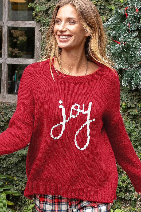 Wooden Ships Joy to the World Crew Sweater Red Ginger/Pure Snow