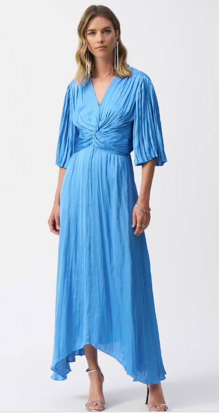 Joseph Ribkoff Maxi A-line V-neck Dress Style 251903 Coastal Blue