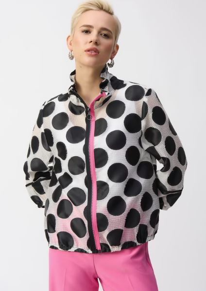 Joseph Ribkoff Polka Dot Relaxed Fit Jacket Style 251123 White/Black