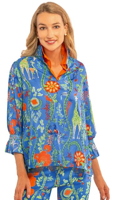 Gretchen Scott Ruffneck Tunic - Jungle Symphony Brights