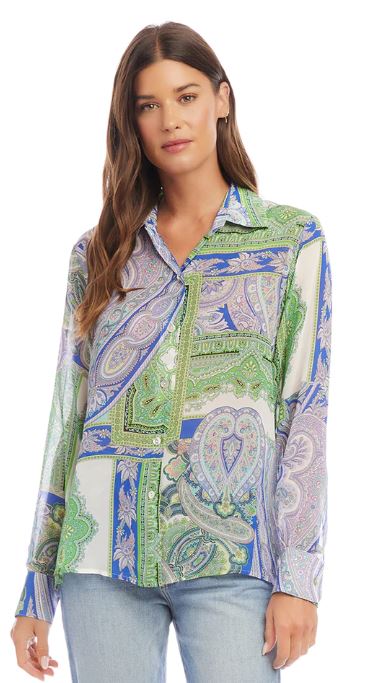 Karen Kane Long Sleeve Shirt Paisley