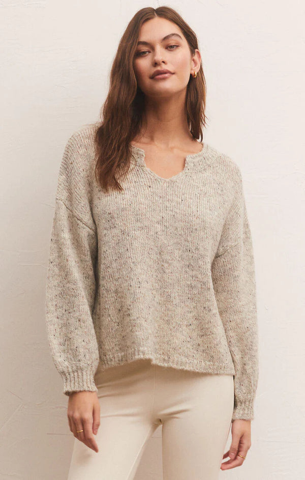 Z Supply Kensington Speckled Sweater Heather Grey
