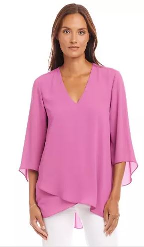 Karen Kane Bracelet Sleeve Asymmetric Blouse Orchid