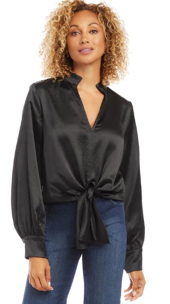 Karen Kane Tie-Front Top Black