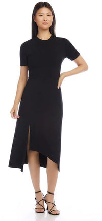sachin and babi light blue dress womens elegant thigh high slit dress short sleeve round neck