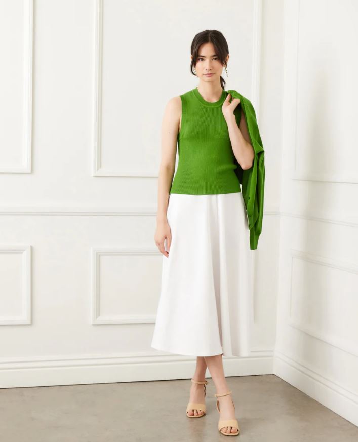 Karen Kane Ribbed Sweater Tank Green