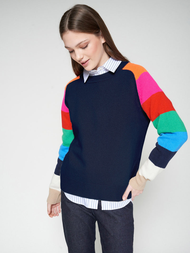Vilagallo Knitwear Jersey Manga Rayas Navy Multicolor Sweater 32759