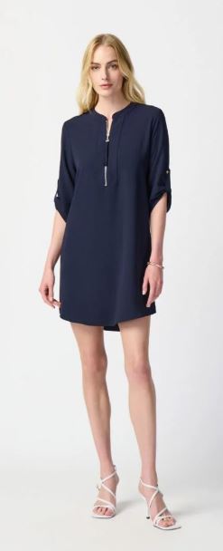 Joseph Ribkoff Zip Front Dress 232201 Midnight Blue