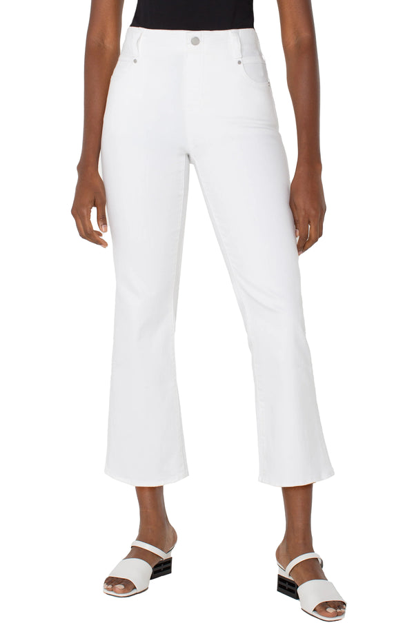 Liverpool Pull-On Gia Glider Crop Flare Jean with Tulip Back Bright White