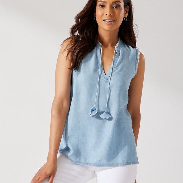 トミー バハマ  Bahama Chambray All Day 3u002F4 Sleeve Top レディース シャツ トップス Med Tommy Bahama Chambray All Day Coastalina Long Sleeve Blouse