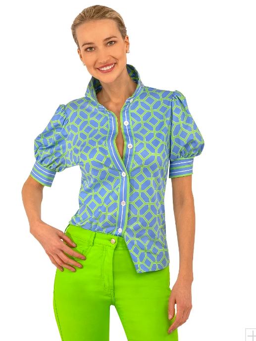 Gretchen Scott Puff Top - Lucy In The Sky With Diamonds Blue/Kelly
