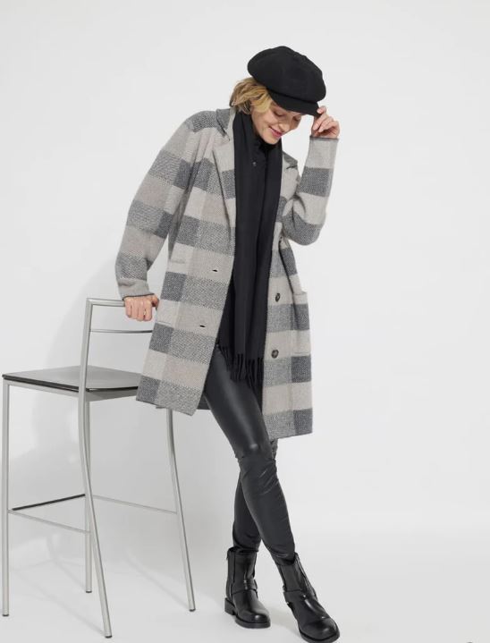 Lysse Teddy Sweater Coat Northern Plaid