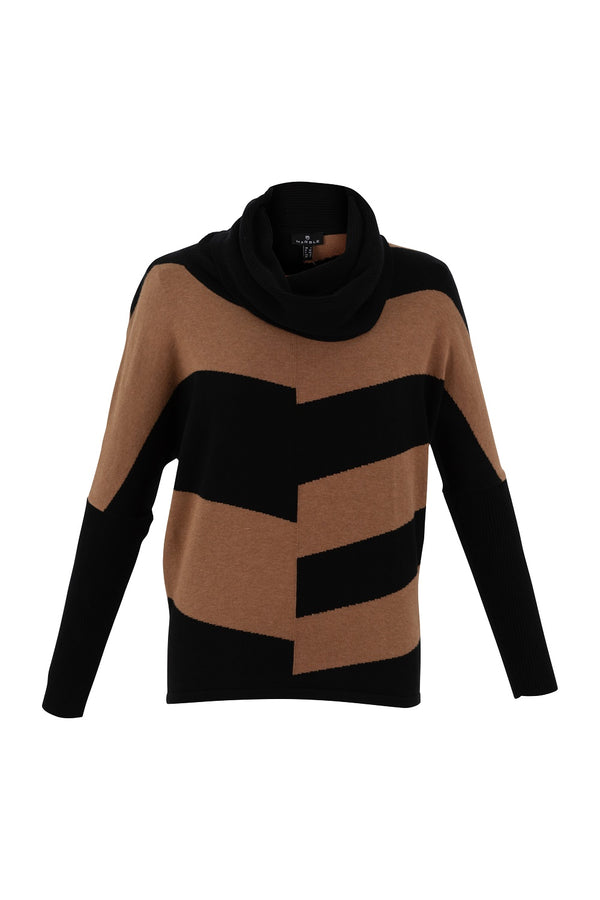 Marble Dolman Sweater Black/Camel