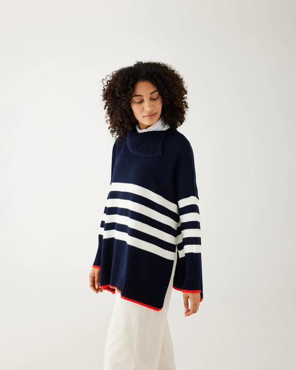 Mersea Marina Sweater Navy/White/Scarlet