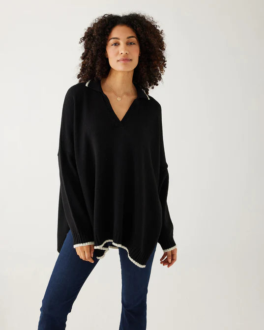 Mersea Marina Polo Sweater Black/Sand
