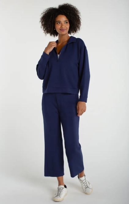 Liverpool Cloud 9 Crop Pull On Wide Leg Pant Deep Midnight