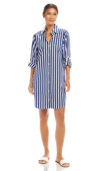 Karen Kane Roll Tab Stripe Shirtdress Navy/White Dan's Southern Prep Karen Kane Roll Tab Stripe Shirtdress Navy/White Dan's Southern Prep