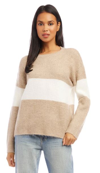 Karen Kane Stripe Sweater Oatmeal