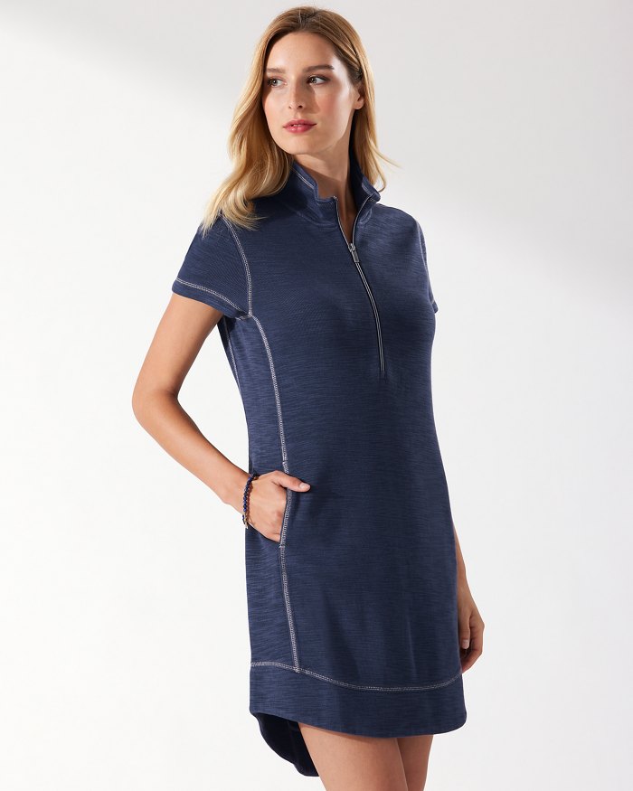 Tommy Bahama Tobago Bay Half-Zip Short-Sleeve Dress Ocean Deep