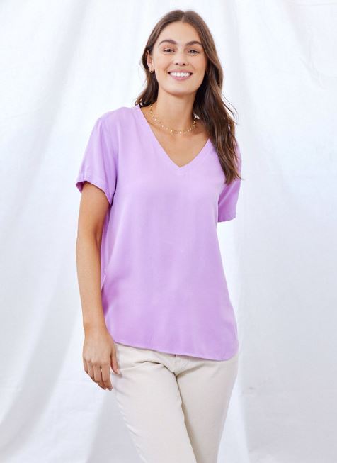 Bella Dahl V-Neck Short Sleeve Tee Orchid Blush