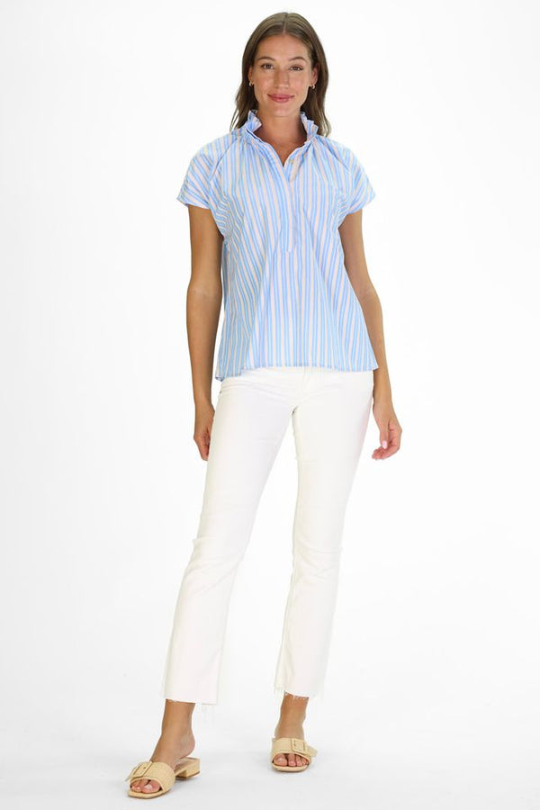 Duffield Lane Pepper Popover Sky White Orange Stripe