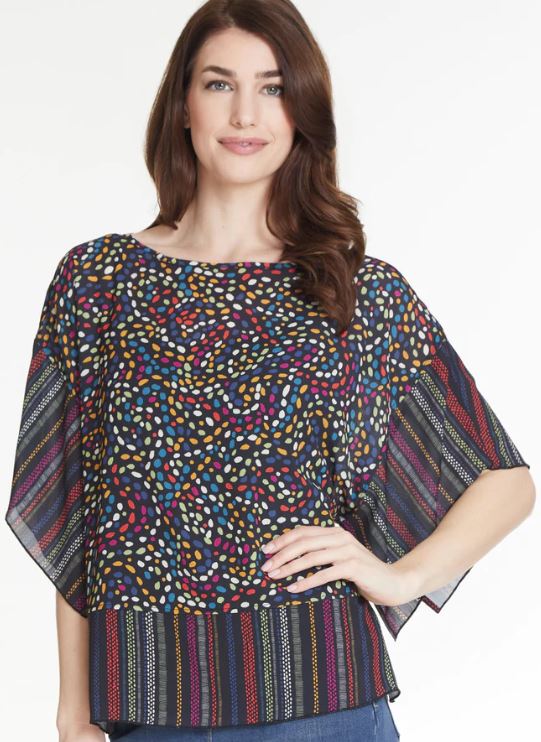 Multiples Short Sleeve Poncho Top & Cami Multi