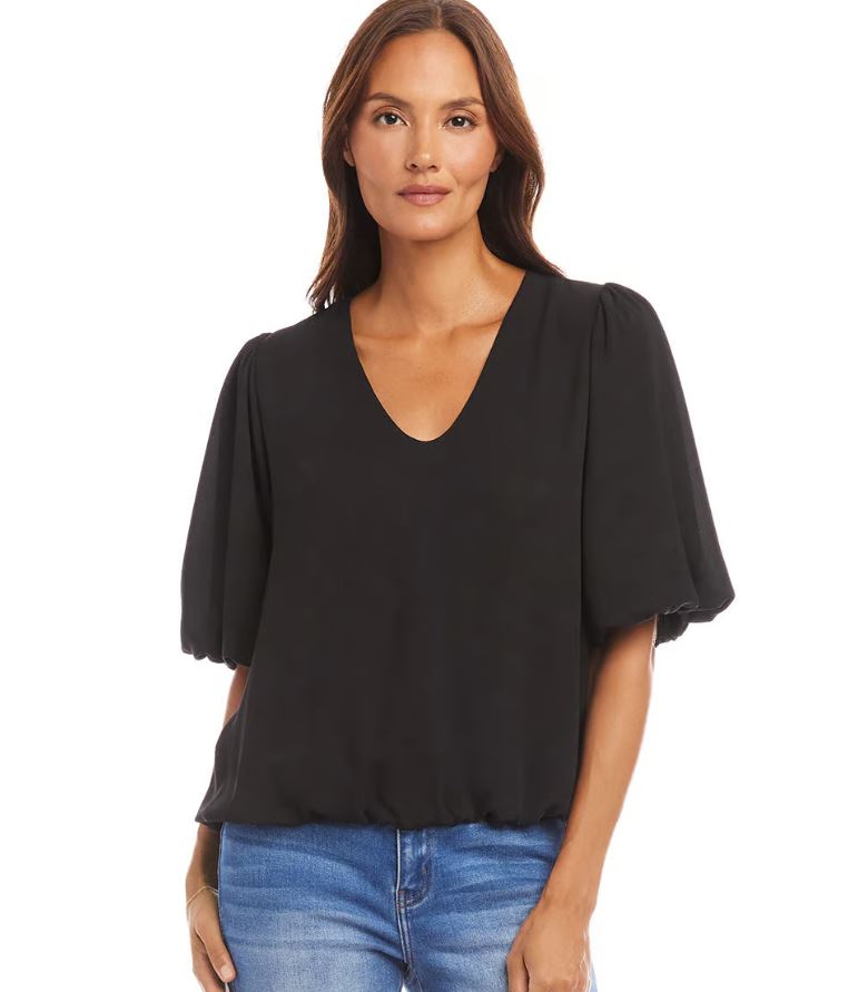 Karen Kane Puff Sleeve Top Black