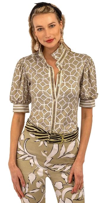 Gretchen Scott Puff Top - Lucy In The Sky With Diamonds Khaki