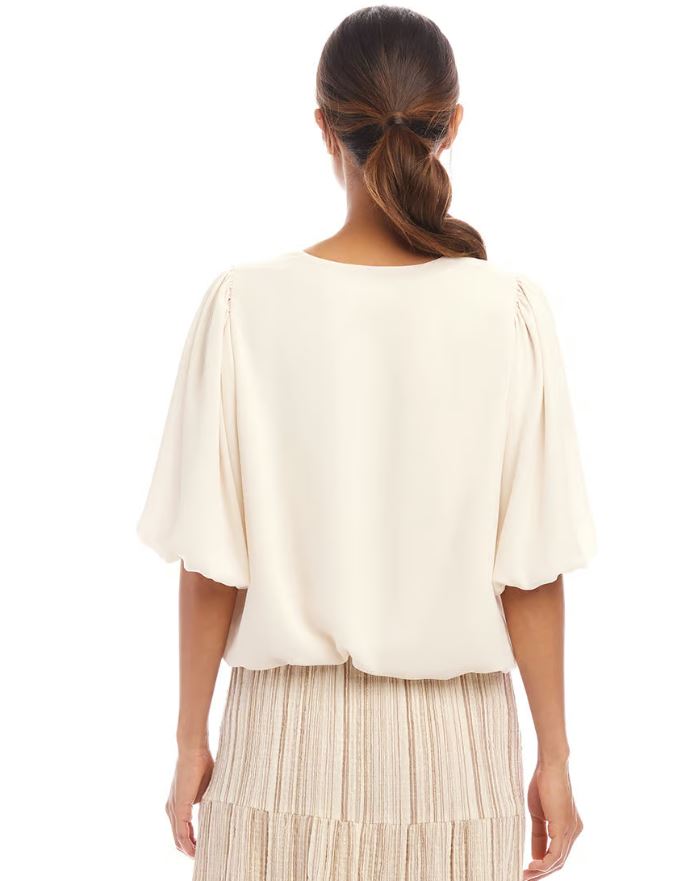 Karen Kane Puff Sleeve Top Ecru