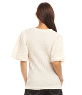 Karen Kane Puff Sleeve Texture Top Cream