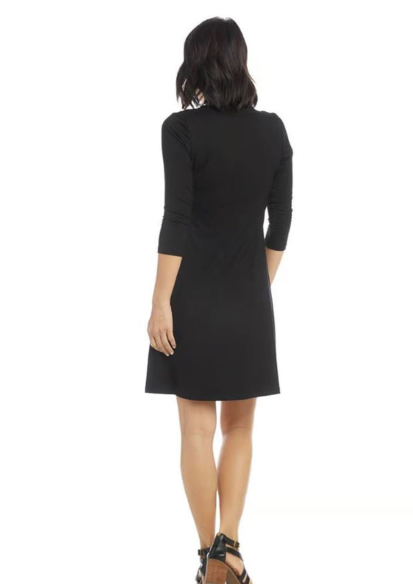 Karen Kane 3/4 Sleeve A-Line Dress Black