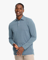 Southern Tide Ryder Montefuma Heather Performance Long Sleeve Polo Shirt in Heather Insignia Blue