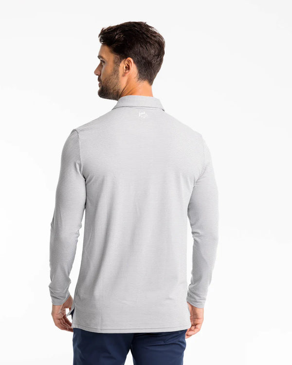 Southern Tide Ryder Montefuma Heather Performance Long Sleeve Polo Shirt in Heather Steel Grey