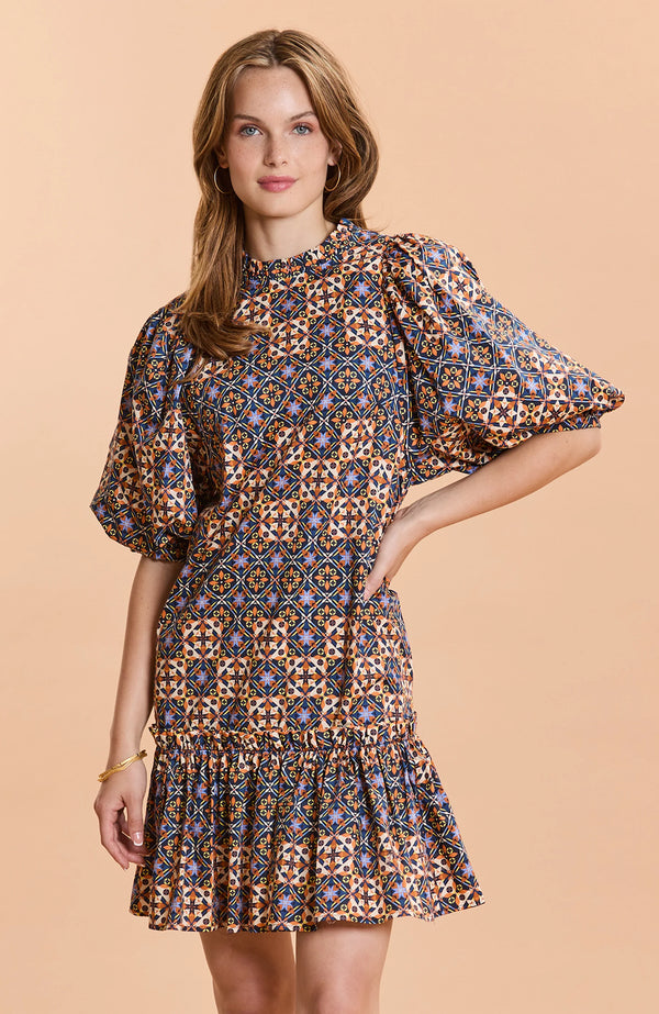 Tyler Boe Sammy Cotton Mosaic Skimmer Dress Multi