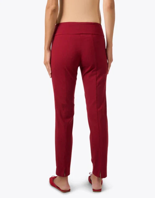 Elliott Lauren Control Stretch Pull-On Ankle Pants with Back Slit Sangria