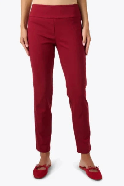 Elliott Lauren Control Stretch Pull-On Ankle Pants with Back Slit Sangria